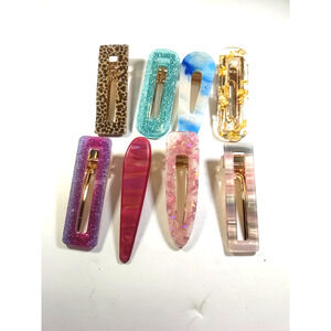 Hair Barrettes Clips Lot Of 8 Sparkles Retro Classic